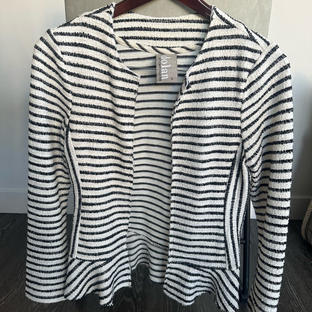 Anthropologie Black and White Striped Jacket